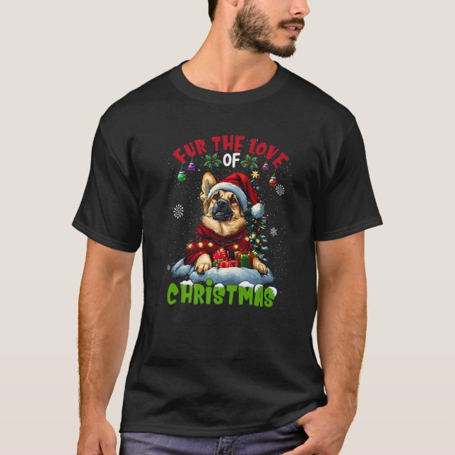 German Shepherd Christmas Tree Decorations Dog Lov T-Shirt (Front)
