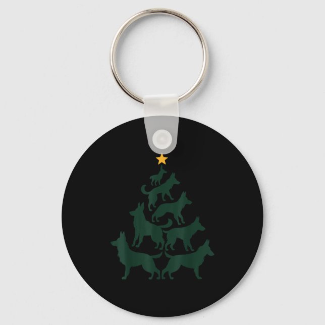 German Shepherd Christmas Tree Funny Gsd Dog Mom D Key Ring (Front)