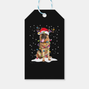 German Shepherd Christmas Tree Light Pajama Dog Gift Tags