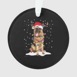 German Shepherd Christmas Tree Light Pajama Dog Ornament
