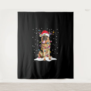 German Shepherd Christmas Tree Light Pajama Dog Tapestry