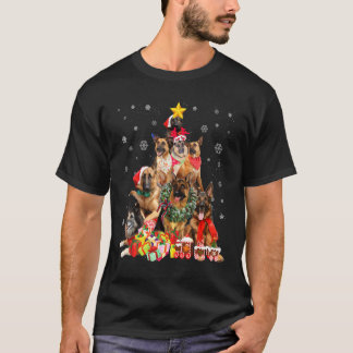 German Shepherd Christmas Tree Lights Dog Xmas T-Shirt