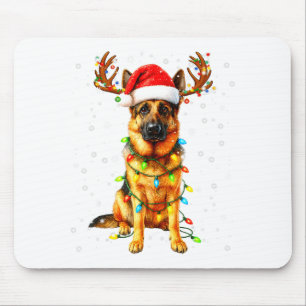 German Shepherd Christmas Tree Lights Pajama Dog L Mouse Mat