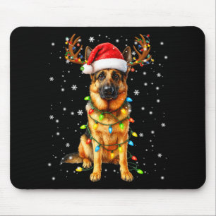 German Shepherd Christmas Tree Lights Pajama Dog L Mouse Mat