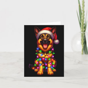 German Shepherd Christmas Tree Lights Xmas Pajama Card