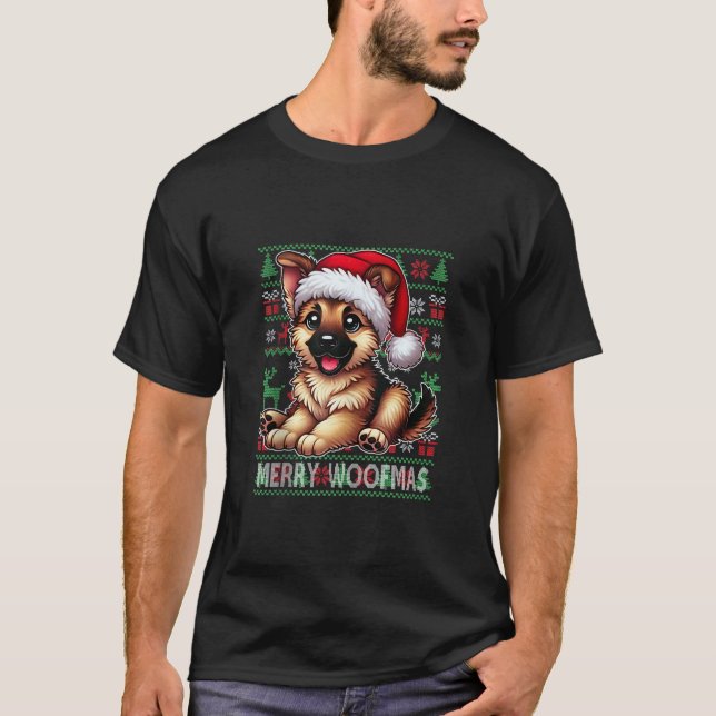 German Shepherd Christmas Ugly Sweater Funny Dog L (Front)