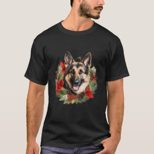 German Shepherd Christmas Wreath Decoration Xmas P T-Shirt