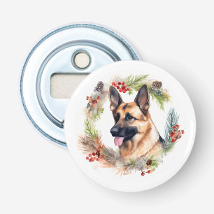 German Shepherd Christmas Wreath Festive Pup Bottle Opener