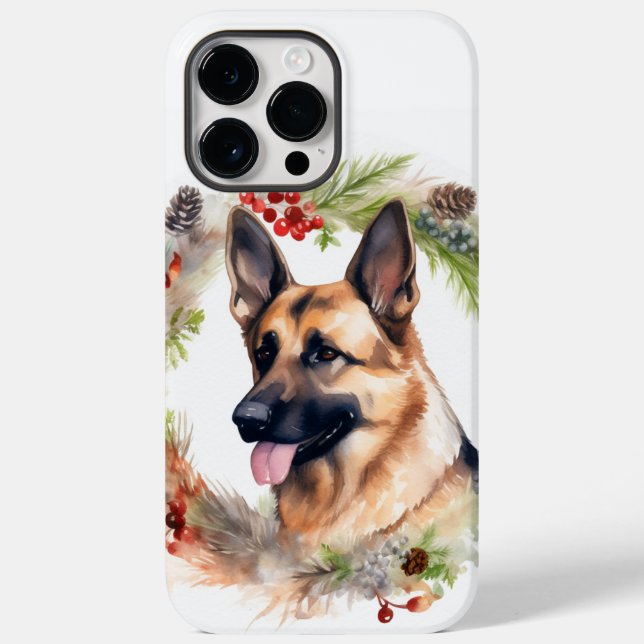 German Shepherd Christmas Wreath Festive Pup  Case-Mate iPhone Case (Back)