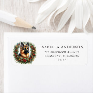 German Shepherd Christmas Wreath Return Address