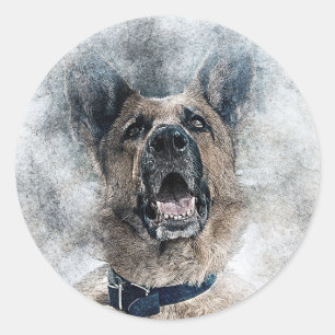 German Shepherd Classic Round Sticker