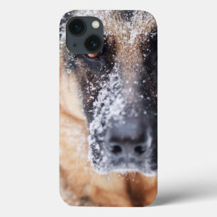 German Shepherd Closeup Covered In Snow iPhone 13 Case