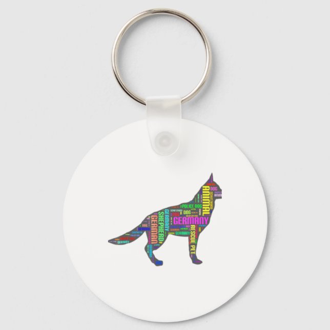 German Shepherd Cloud Tygraphy  Key Ring (Front)