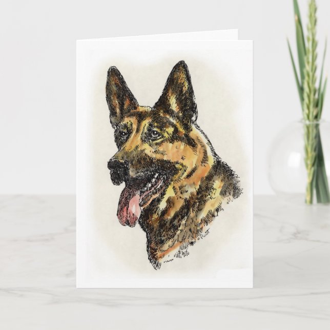 German Shepherd Colour Holiday Card (Front)