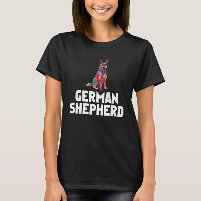 German Shepherd Coloured Funny Dog T-Shirt (Front)