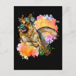 German Shepherd Colourful Dog Lover Postcard