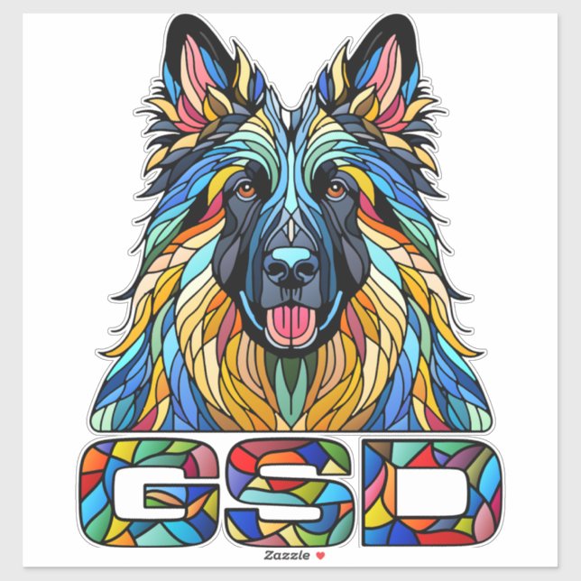 German Shepherd - Colourful Mosaic Art (Sheet)