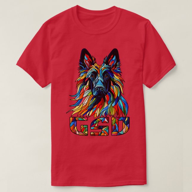 German Shepherd Colourful Mosaic Art T-Shirt (Design Front)