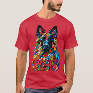 German Shepherd Colourful Mosaic Art T-Shirt