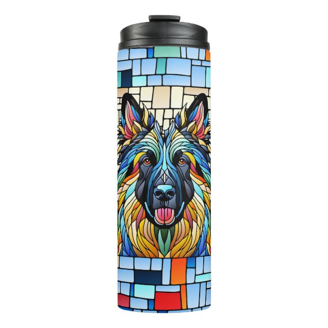 German Shepherd - Colourful Mosaic Art Thermal Tumbler (Front)