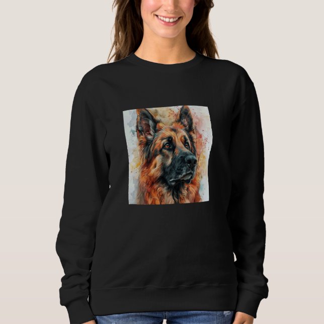 German Shepherd Colourful Watercolor Graphic Sweatshirt (Front)