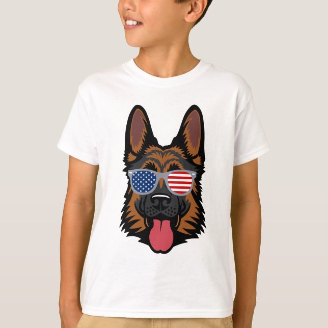 German Shepherd Cool American Patriot - Children's T-Shirt (Front)