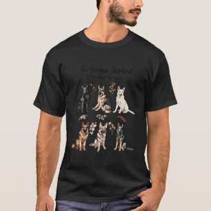 German Shepherd Cottage Core Watercolor T-Shirt