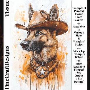 German Shepherd Cowboy Sheriff Dog DP2L Decoupage Tissue Paper
