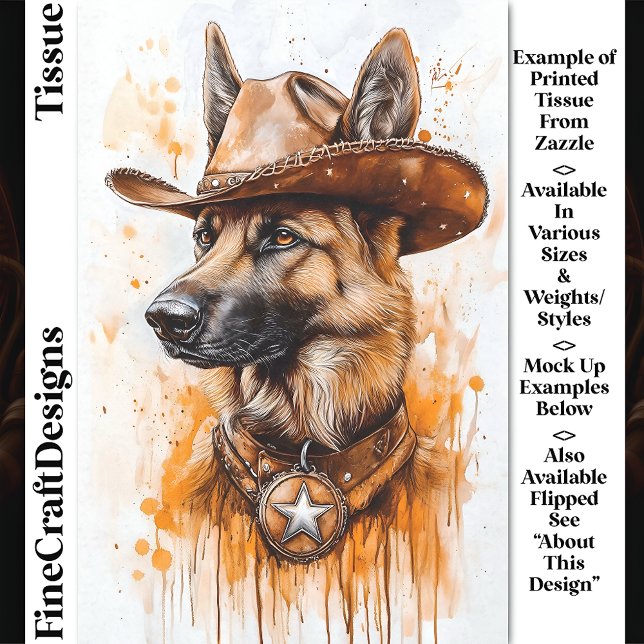 German Shepherd Cowboy Sheriff Dog DP2L Decoupage Tissue Paper (Creator Uploaded)