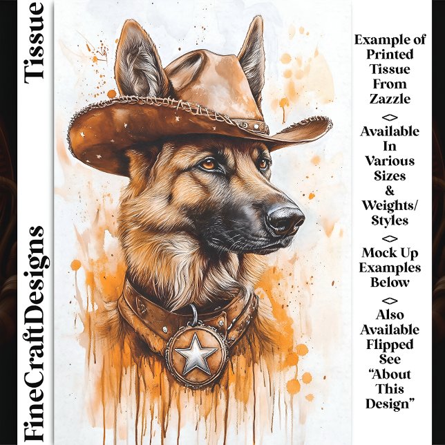 German Shepherd Cowboy Sheriff Dog DP2R Decoupage Tissue Paper (Creator Uploaded)