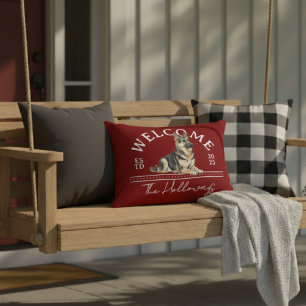German Shepherd Custom Family Name Welcome Decorative Cushion