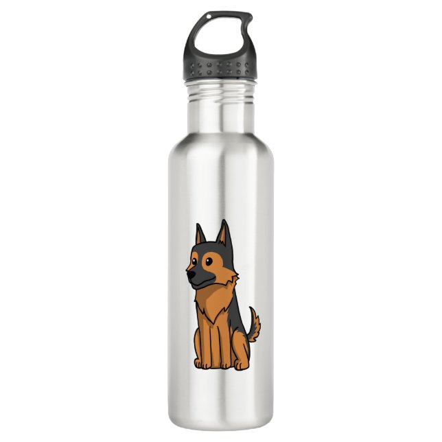 German Shepherd Cute Cartoon  710 Ml Water Bottle (Front)