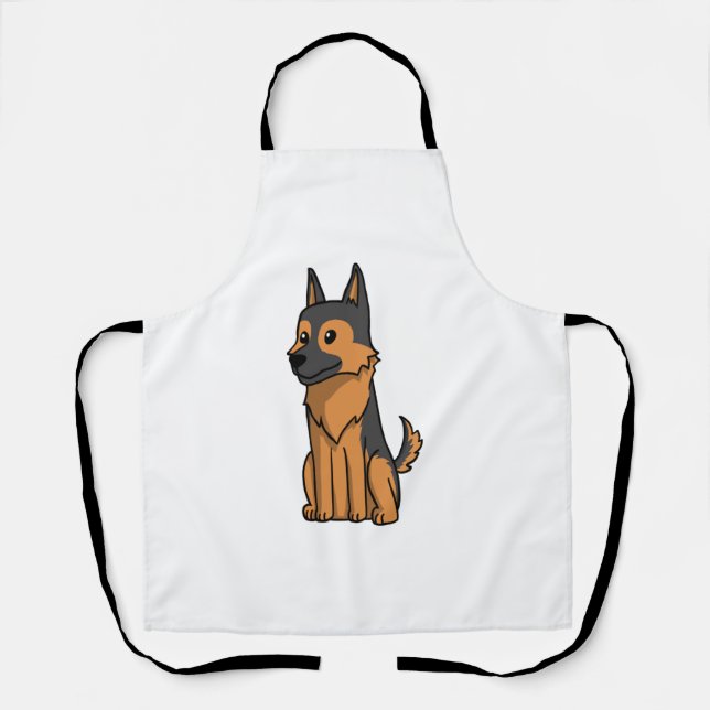 German Shepherd Cute Cartoon  Apron (Front)