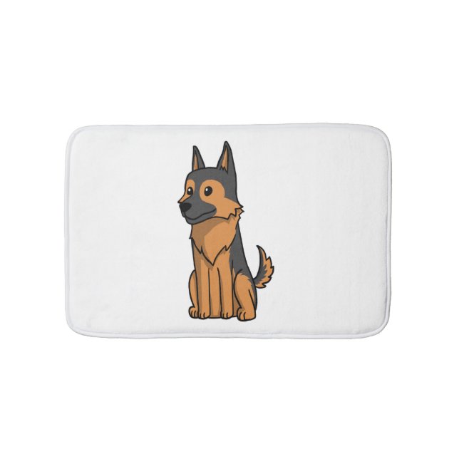 German Shepherd Cute Cartoon  Bath Mat (Front)