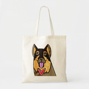 German Shepherd Cute Cartoon Dog Pop-Art Souvenir Tote Bag