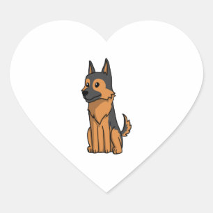 German Shepherd Cute Cartoon  Heart Sticker