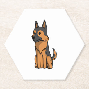 German Shepherd Cute Cartoon Paper Coaster