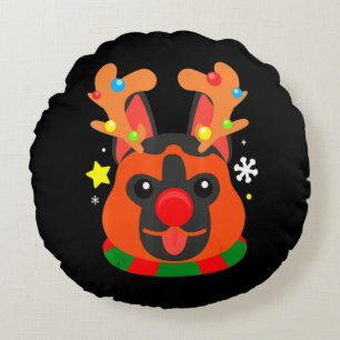 German Shepherd Cute Christmas Round Cushion