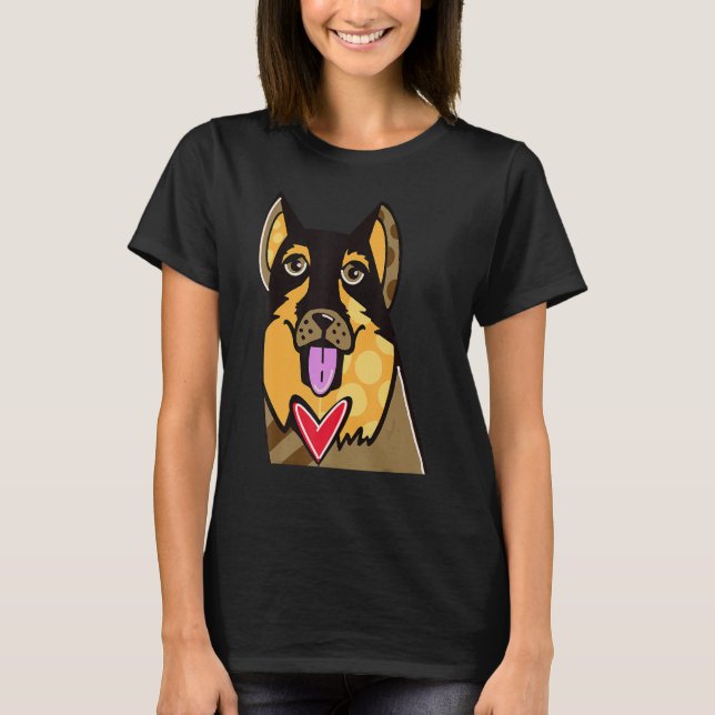 German Shepherd Cute Dog T-Shirt (Front)