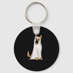 German Shepherd Cute Dog Wearing Ghost Funny Hallo Key Ring