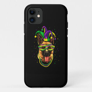 German Shepherd Cute Mardi Gras Carnival iPhone 11 Case