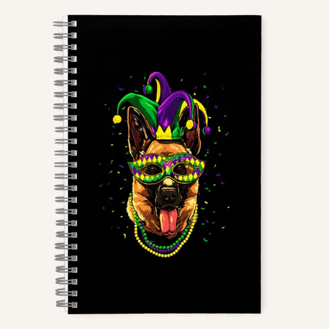 German Shepherd Cute Mardi Gras Carnival Notebook (Front)