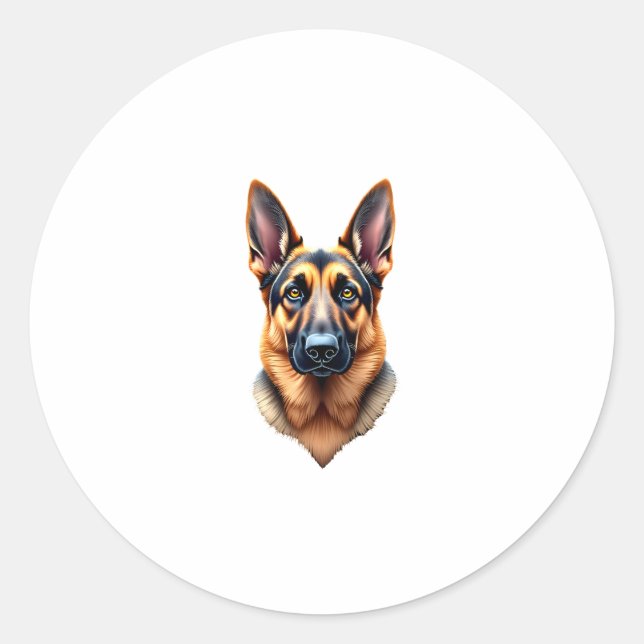 German Shepherd Cute Puppy Dog (1) Classic Round Sticker (Front)