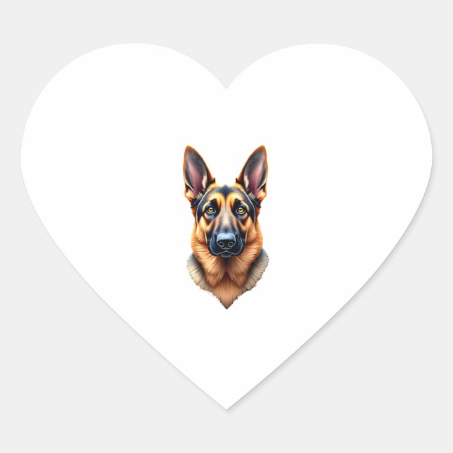 German Shepherd Cute Puppy Dog (1) Heart Sticker (Front)