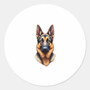 German Shepherd Cute Puppy Dog (2) Classic Round Sticker