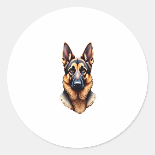 German Shepherd Cute Puppy Dog (2) Classic Round Sticker (Front)