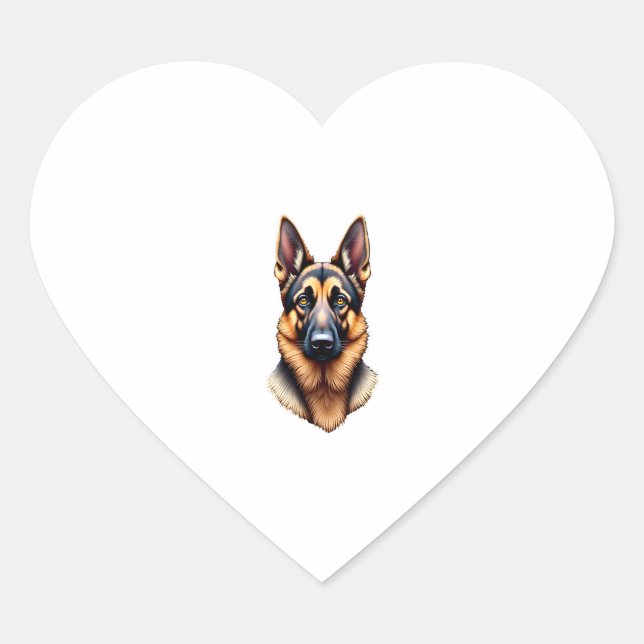 German Shepherd Cute Puppy Dog (2) Heart Sticker (Front)