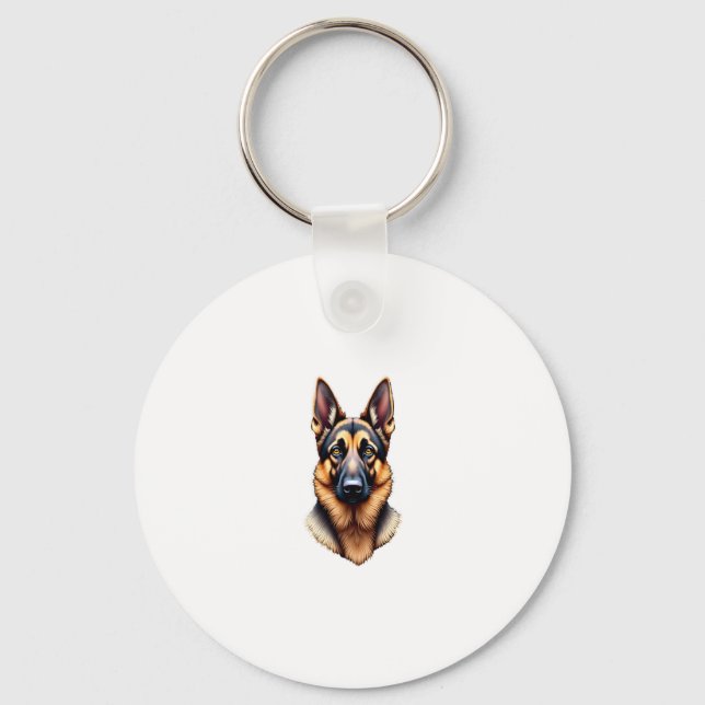 German Shepherd Cute Puppy Dog (2) Key Ring (Front)