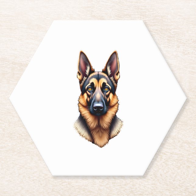 German Shepherd Cute Puppy Dog (2) Paper Coaster (Front)