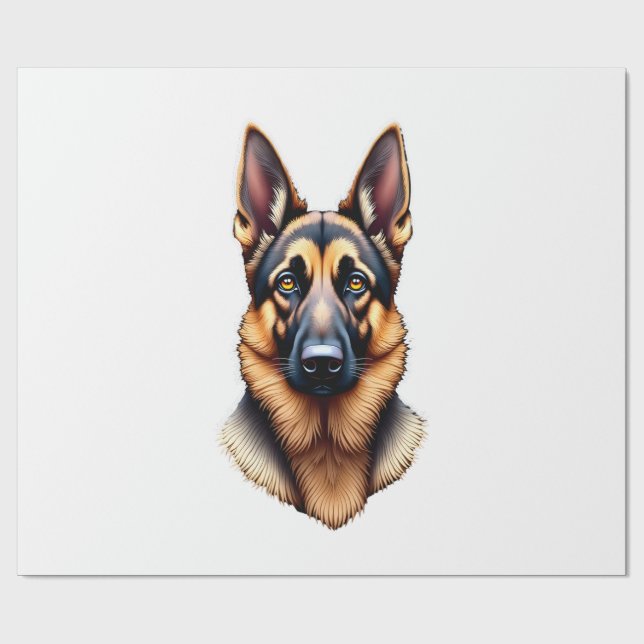 German Shepherd Cute Puppy Dog (2) Wrapping Paper (Flat)